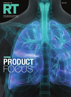 Cover art for RT trade journal showing digital imagine of lungs